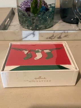 Hallmark Signature Red Holiday Card Set with Green Stockings